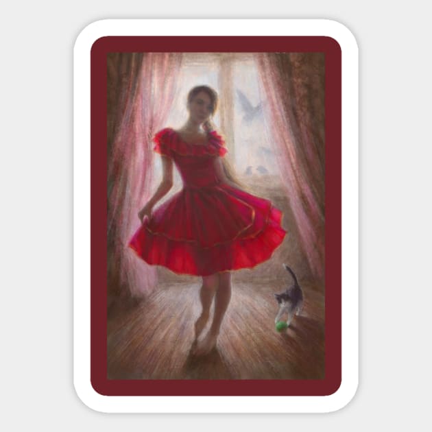 Girl in the Red Dress Sticker by eosofdawn